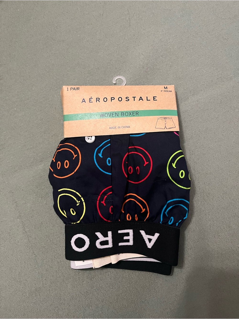 Aéropostale Black Woven Boxer with Neon Smiley Print (BRAND NEW)